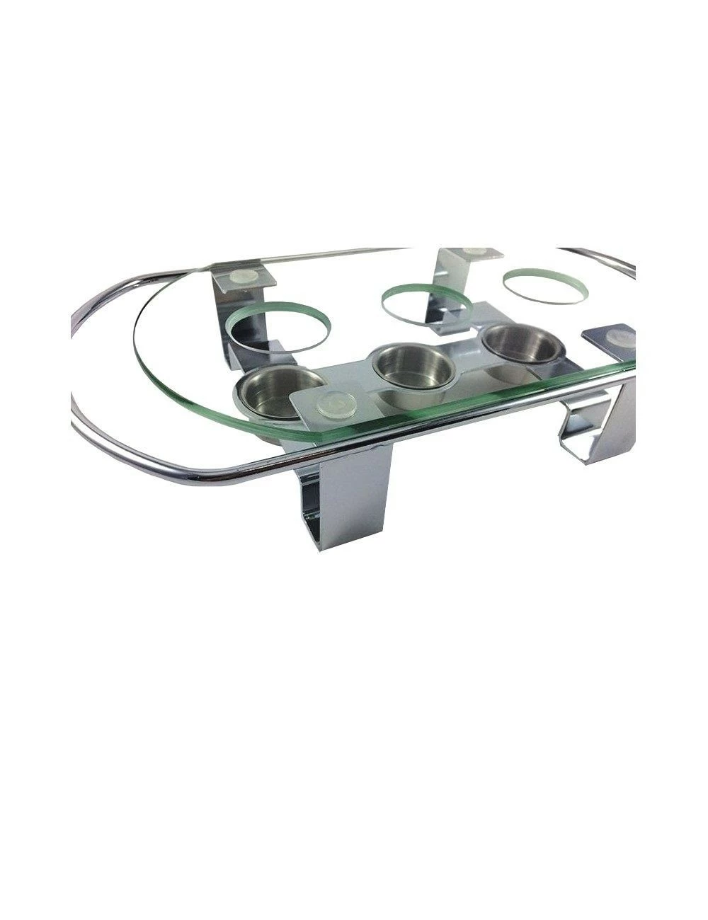 CHAUFFE PLAT 3 BOUGIES - CHROME - GLACE – Image 2