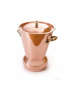 MARMITE POMME VAPEUR CONIQUE CUIVRE AVEC COUVERCLE D16