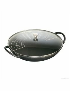 WOK FONTE NOIRE COUVERCLE VERRE DIAMETRE 37