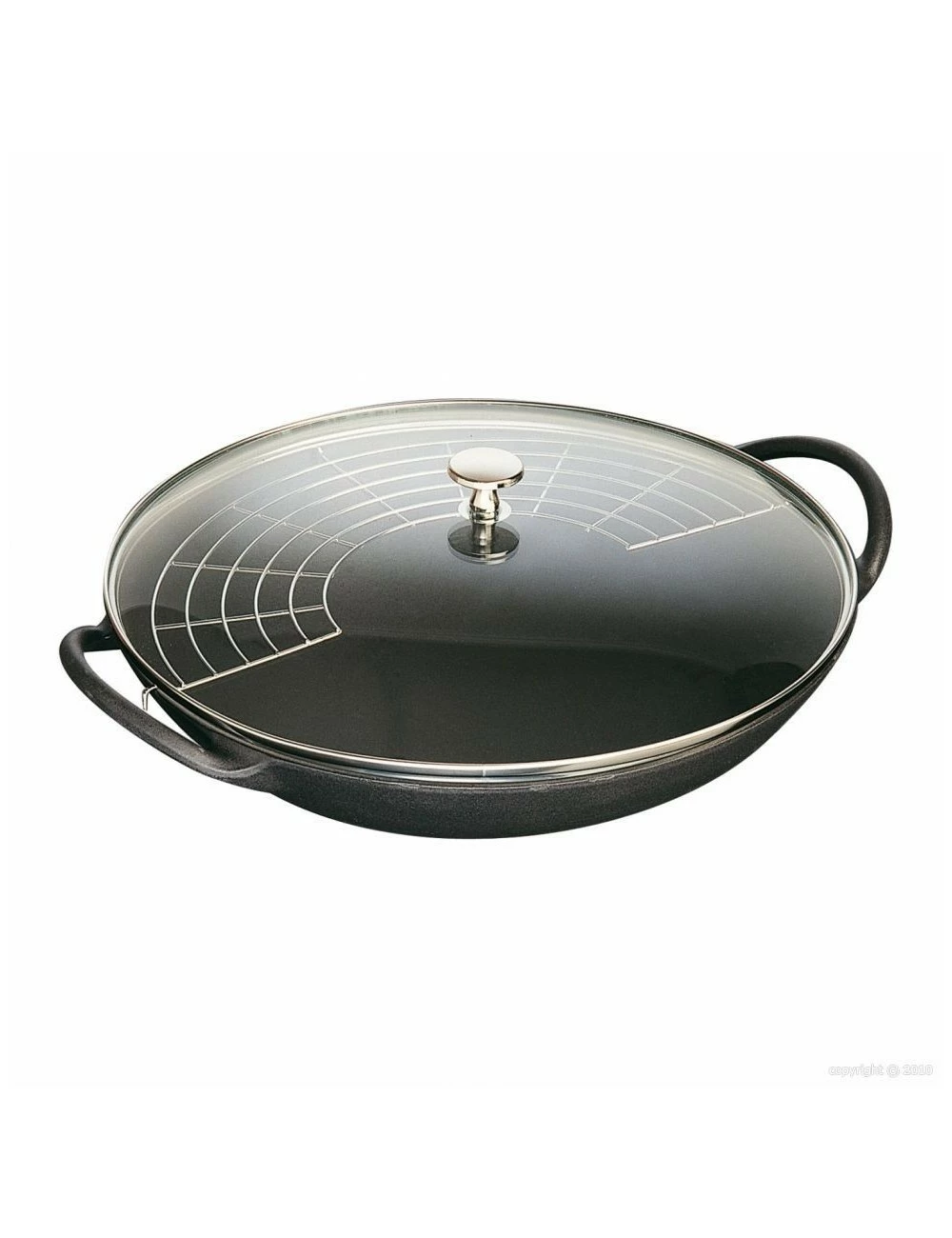 WOK FONTE NOIRE COUVERCLE VERRE DIAMETRE 37